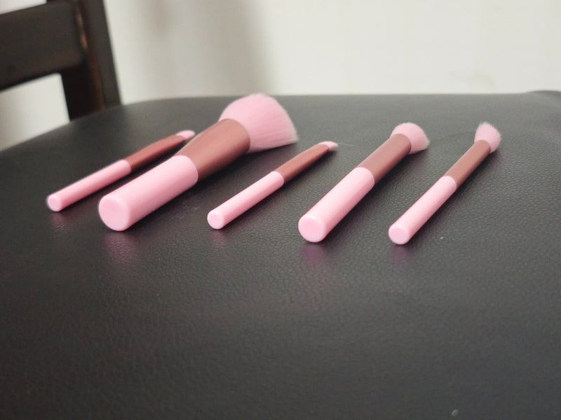 Me Now 5 Pcs Mini Makeup Brush Set Travel Makeup Brushes with Soft Synthetic Bristles, Pink Cosmetic Brush Kit for Powder, Blush Eyeshadow, Concealer and Detail Makeup Portable (1 Set / 5 Brushes) - Image 3
