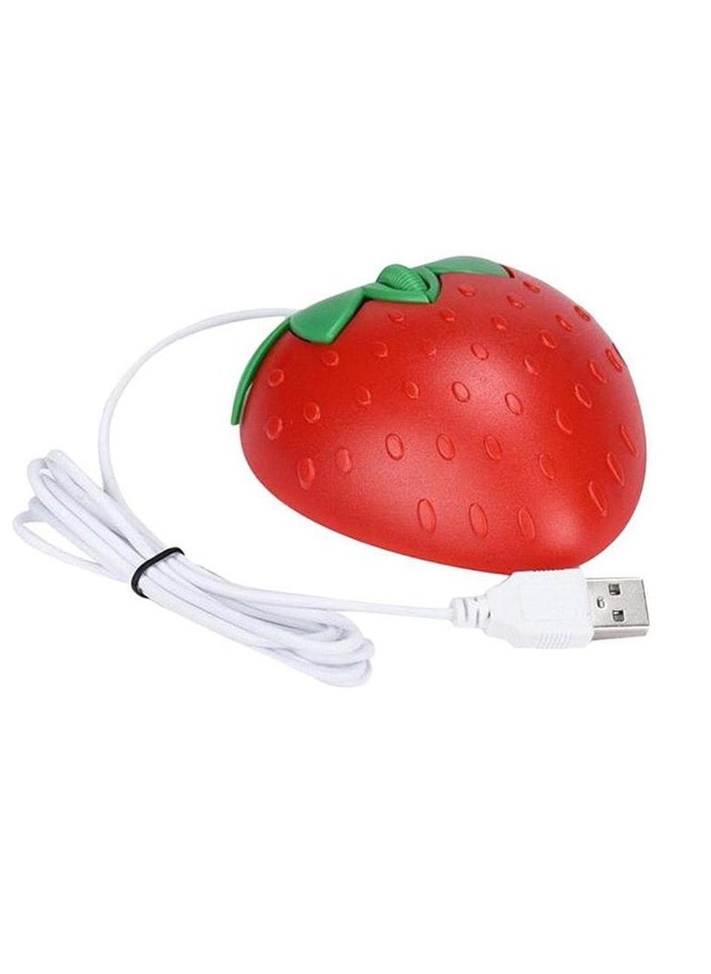 AROAQ Mini Strawberry Mouse, 3D Mini Cute Cartoon Strawberry Wired Mouse, Optical USB Ergonomic Gaming Mouse, Comfortable Grip Durable Mouse For Pc Laptop Computer, (1pc, Red)  - Image 1
