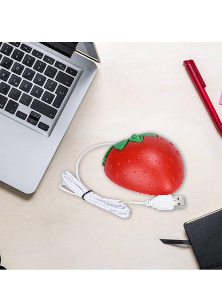 AROAQ Mini Strawberry Mouse, 3D Mini Cute Cartoon Strawberry Wired Mouse, Optical USB Ergonomic Gaming Mouse, Comfortable Grip Durable Mouse For Pc Laptop Computer, (1pc, Red)  - Image 4