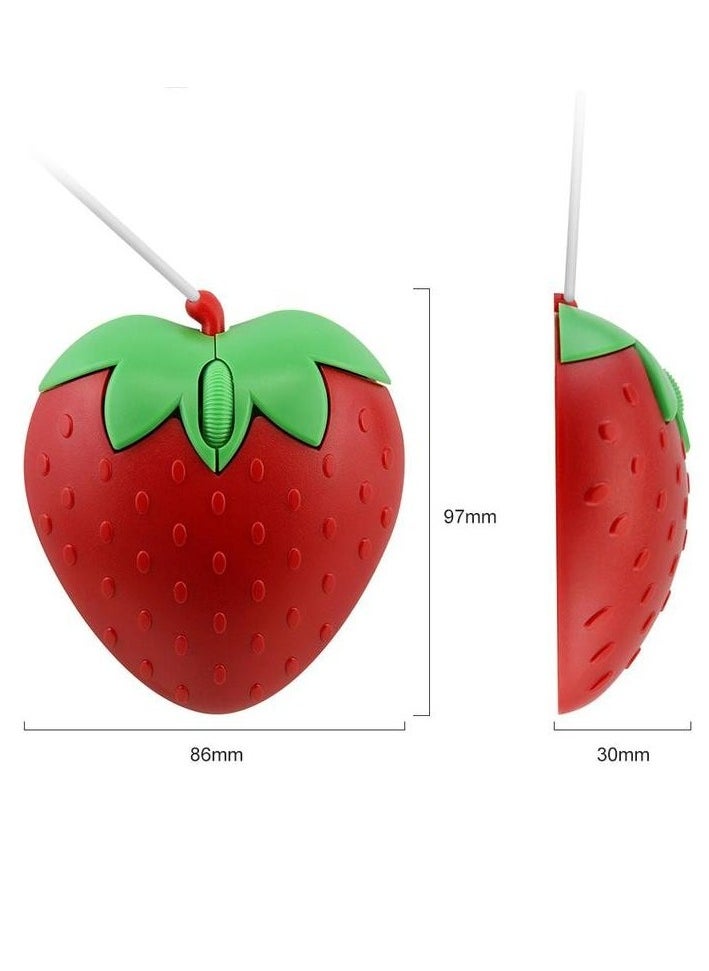 AROAQ Mini Strawberry Mouse, 3D Mini Cute Cartoon Strawberry Wired Mouse, Optical USB Ergonomic Gaming Mouse, Comfortable Grip Durable Mouse For Pc Laptop Computer, (1pc, Red)  - Image 3