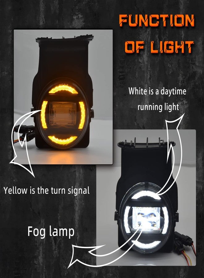 Boxlight LED&DRL Fog Lights Compatible with 2003-2006 GMC Sierra 1500 2500 3500 1 Pair Front Driving Fog Lamps With Daytime Running Lights and Turn Signal Lights- Black Trim - Image 2