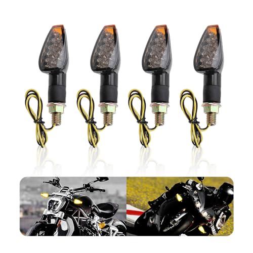 KIFIDAN 4PCS Motorcycle Turn Signals12V 14LED Motorcycle Lights Turn Signal Assembly with Bright Amber LampUniversal FrontRear Motorcycle LED Lights Compatible with Yamaha Honda - Image 1