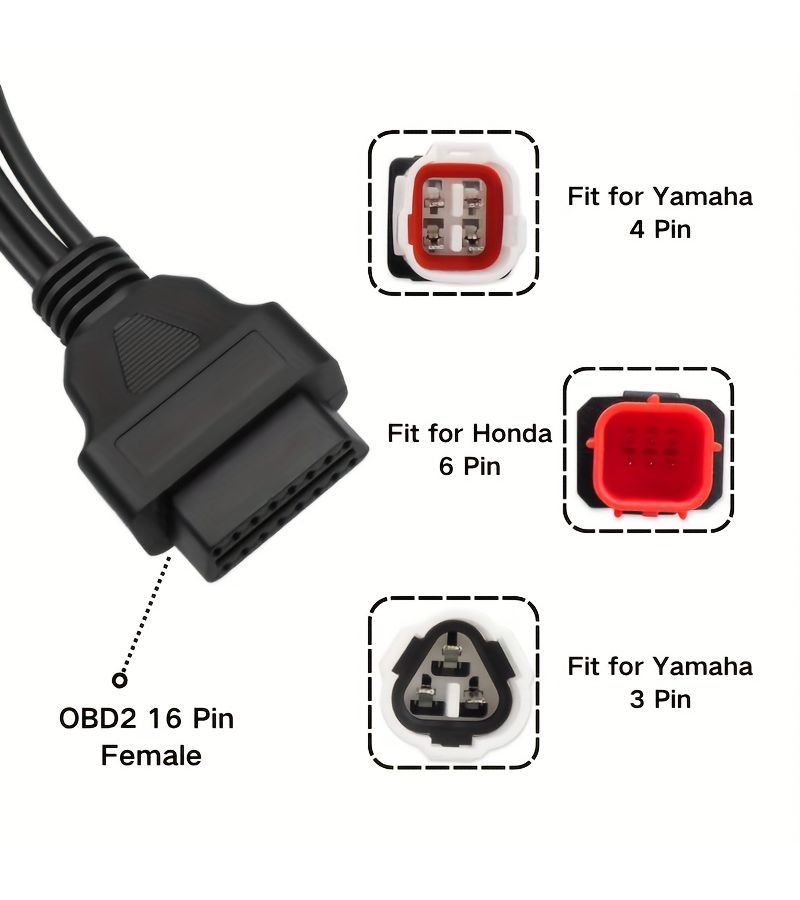OBD2 Diagnostic Cable 3 In 1 16 Pin to 3 4 6 Pin Adapter for Yamaha Kline Euro5 Motorcycles No Battery - Image 3