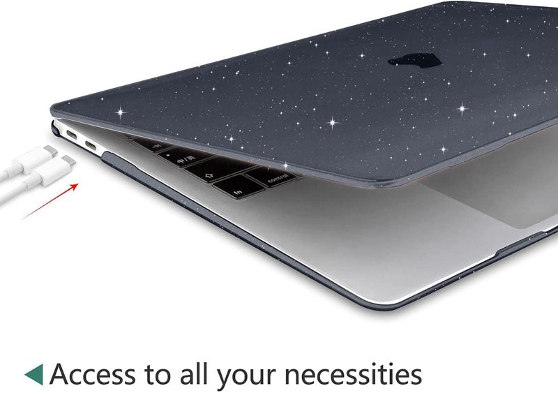 Moca Hard Shell Case Cover for M1 MacBook Air 13 inch [2022, 2021-2018 Release] M1 A2337 A2179 A1932 with Retina Display Touch id MacBook Air Shell Case Cover (Sparkly Black) - Image 4