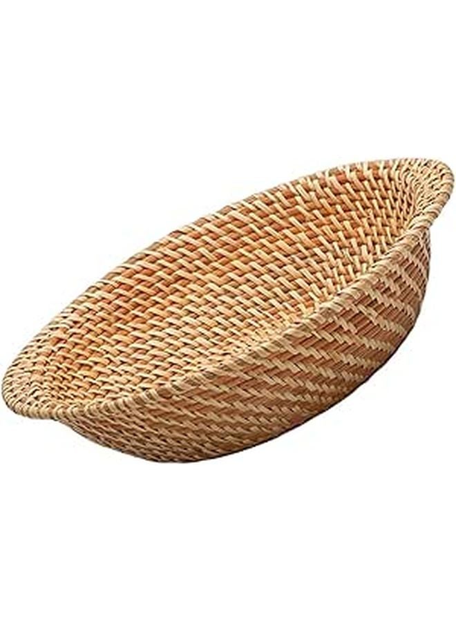 Natural Rattan Bread Basket Fruit Storage Bin Woven Snack Organizer Kitchen Dining Home Decor - Image 1