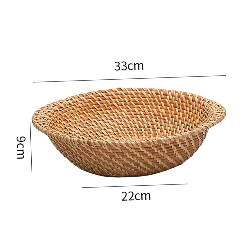Natural Rattan Bread Basket Fruit Storage Bin Woven Snack Organizer Kitchen Dining Home Decor - Image 3