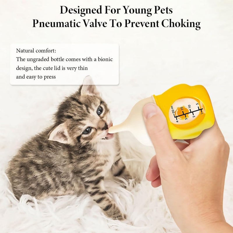 OneNine Pet Feeding Bottle, 20ml Mini Pet Nursing Bottle for Feeding Newborn Cats Dogs, Anti-chocking Pet Feeder Bottle with Silicone Nipple for Nursing Puppy Kitten & Other Newborn Small Animals - Image 2