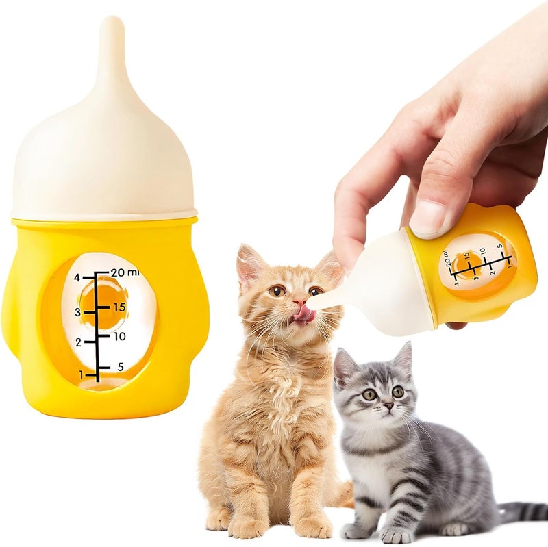 OneNine Pet Feeding Bottle, 20ml Mini Pet Nursing Bottle for Feeding Newborn Cats Dogs, Anti-chocking Pet Feeder Bottle with Silicone Nipple for Nursing Puppy Kitten & Other Newborn Small Animals - Image 1
