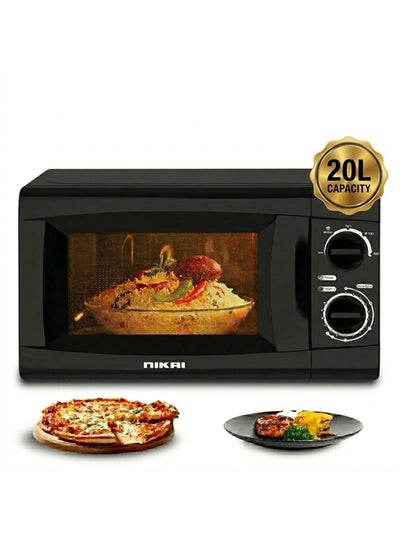 NIKAI Microwave Oven With Defrost Function, 5 Power Levels, 0-35 Mins Timer, Cooking End Singnal, Manual Control, Convenient Pull Hand Door 20 L 700 W NMO616N1 Black