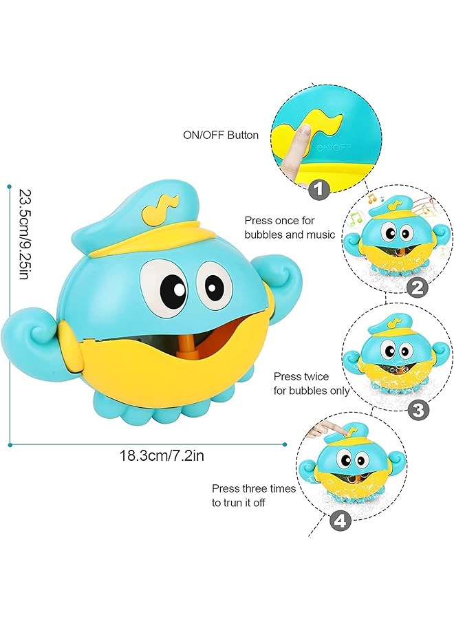 X spring Baby Bath Toys With Bubble Machine Nursery Rhymes Crab Bubble Maker For Toddlers Babies Boys Girls - Image 4
