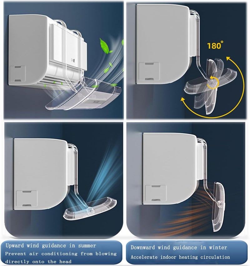 Moonmen Split Air Conditioner Deflector Large Size, 300° Adjustable Angle, Hook-Type Installation, Air Purification,Anti Direct Blowing Vent Telescopic AC Windshield Top/Wall hanging (53-100CM) - Image 3