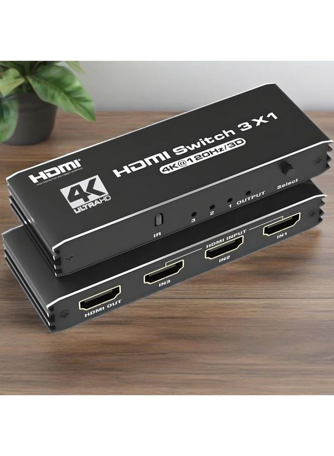 Black 4K 120Hz HDMI 2 1 Switch 3 Port HDR VRR ALLM Dolby Vision Remote for PS5 Xbox PC Apple TV - Image 1