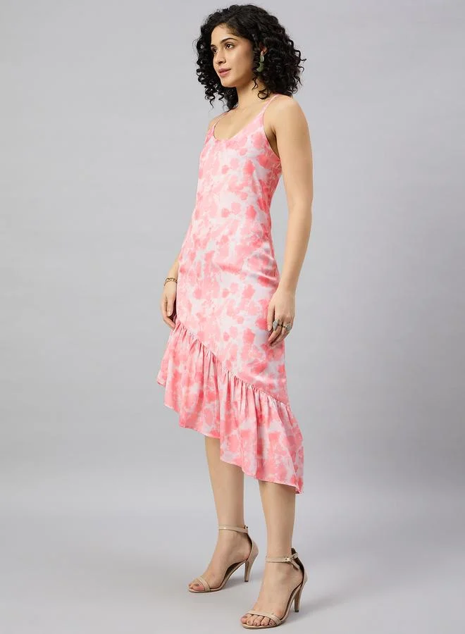 Kuwarii Kuwarii digital printed satin dress for women