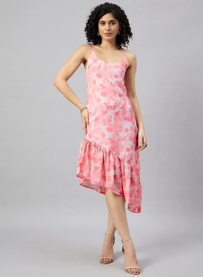 Kuwarii Kuwarii digital printed satin dress for women