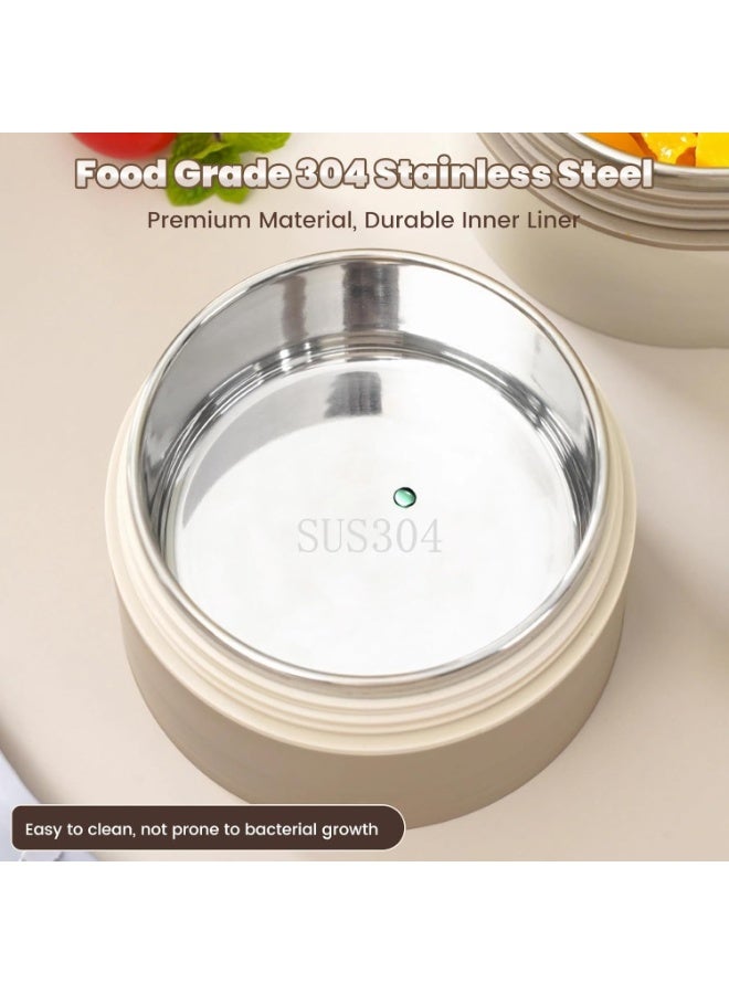 Arabest Insulated Food Jar, 15 Oz Stainless Steel Container Thermos with Folding Spoon, Width Mouth Lunch Box, Leak Proof Bento Box Lunch Containers for School Office Picnic Travel,. Coffee - Image 4