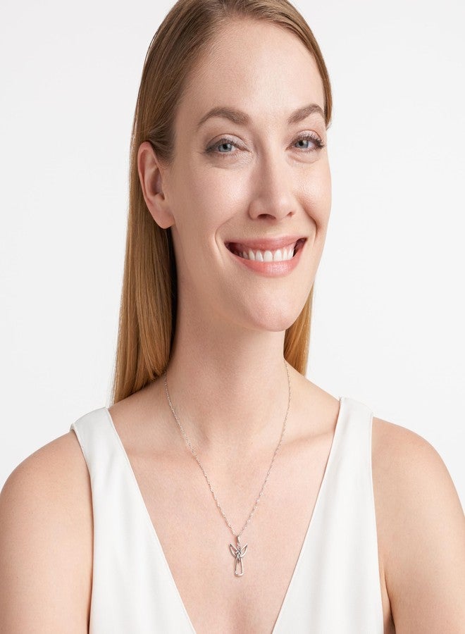 مورجان آند بايدج قلادة مورغان آند بيج من الفضة الإسترليني عيار 925 للنساء، بتصميم عقدة ملاك سلتيك مؤكسدة - قلادة رقيقة وأنيقة ومعقدة للنساء، هدية مجوهرات لها، طولها 18 بوصة - Image 4