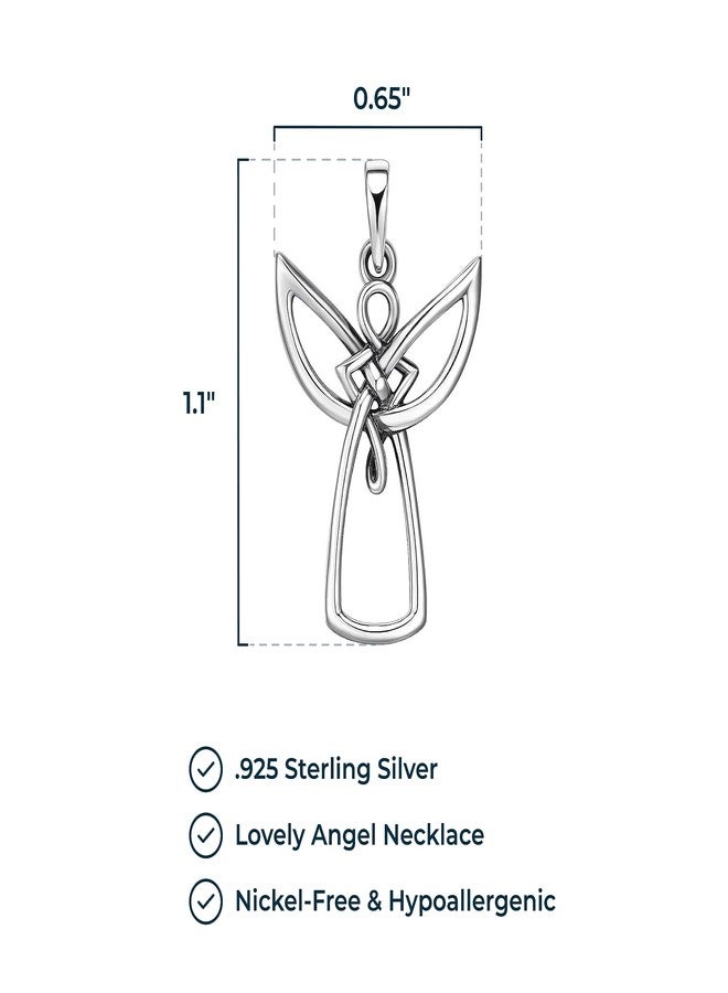 مورجان آند بايدج قلادة مورغان آند بيج من الفضة الإسترليني عيار 925 للنساء، بتصميم عقدة ملاك سلتيك مؤكسدة - قلادة رقيقة وأنيقة ومعقدة للنساء، هدية مجوهرات لها، طولها 18 بوصة - Image 3