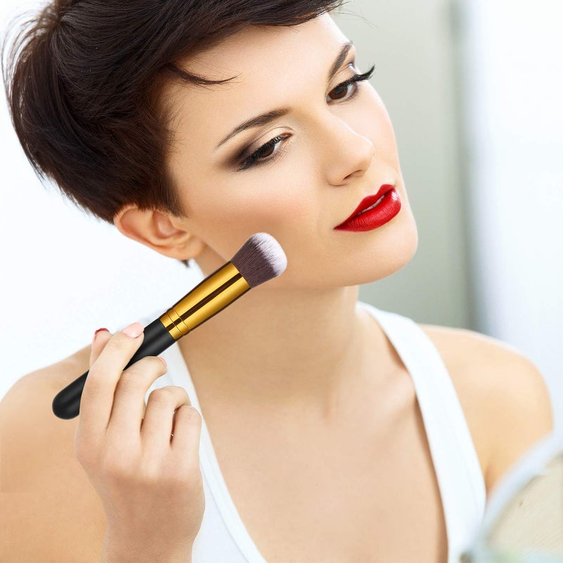 Blulu 2 Pack Self Tanning Brush for Face and Kabuki, Self Tanner Brush Applicator for Makeup Powder Foundation, Bronzing Lotion, Tanner Spray, Substitute for Face Tanning Mitt - Image 4