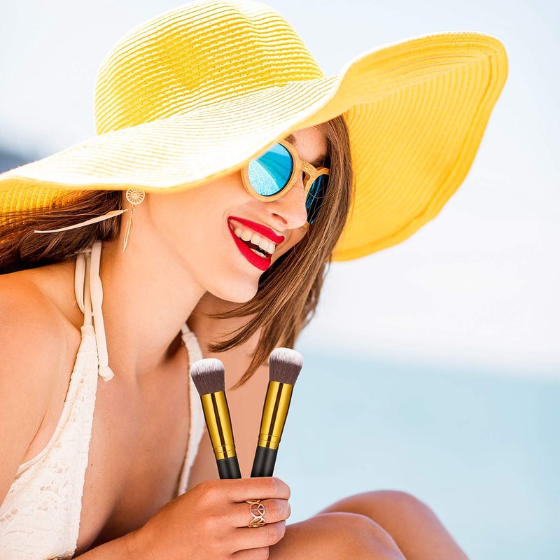 Blulu 2 Pack Self Tanning Brush for Face and Kabuki, Self Tanner Brush Applicator for Makeup Powder Foundation, Bronzing Lotion, Tanner Spray, Substitute for Face Tanning Mitt - Image 3