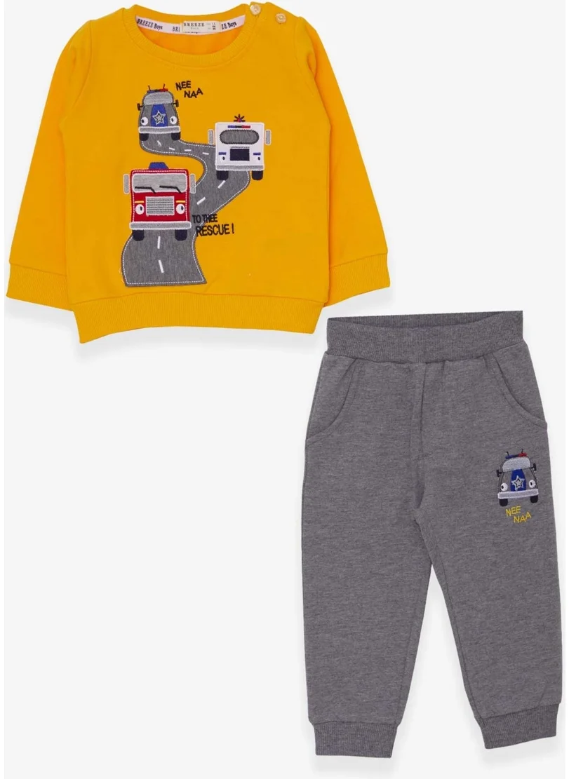 بريز Boys Tracksuit Set Colored Car Embroidered Mustard Yellow (1.5-5 Years)
