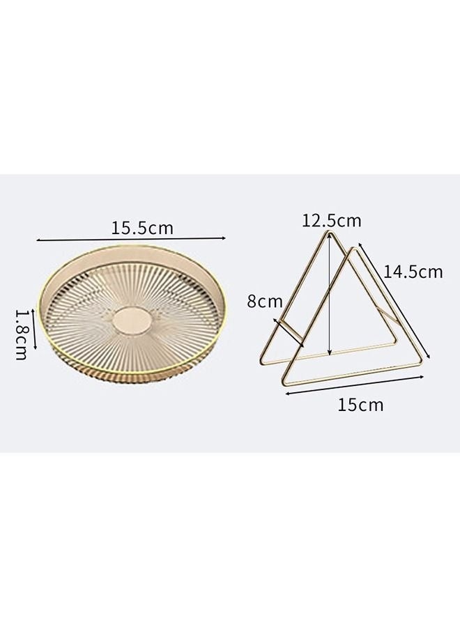 6 Pack Clear PET Plastic Plates Dessert Plates Snack Dishes With Rack 15.5*15.5*1.8cm Brown For Home Kitchen Office - Image 4