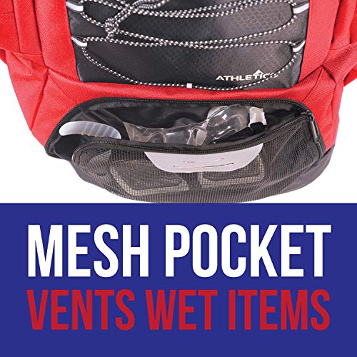 Athletico Swim Backpack - Swim Bag With Wet & Dry Compartments for Swimming, the Beach, Camping - Pool Bags Include Laptop Sleeve (Red) - Image 2
