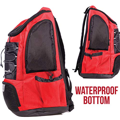 Athletico Swim Backpack - Swim Bag With Wet & Dry Compartments for Swimming, the Beach, Camping - Pool Bags Include Laptop Sleeve (Red) - Image 4