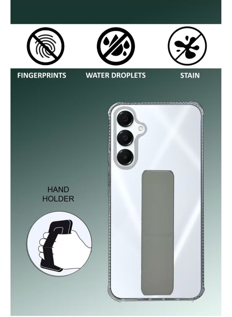 Case Cover For Samsung Galaxy A56 With Magnetic Hand Grip 3 in 1 Clear / Grey - Image 2