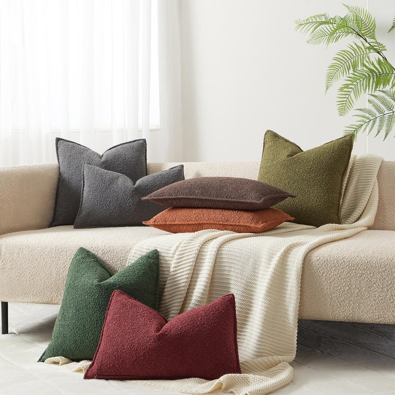 JUSPURBET JUSPRURBET Dark Grey Boucle Throw Pillow Covers 26x26 inch Set of 2 for Couch Bedroom Sofa Living Room Decorative Soft Thick Curly Textured Cushion Covers Boho Pillow Cases with Hidden Zipper - Image 4