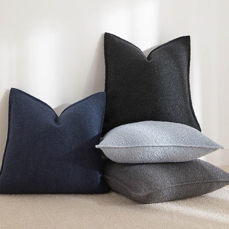 JUSPURBET JUSPRURBET Dark Grey Boucle Throw Pillow Covers 26x26 inch Set of 2 for Couch Bedroom Sofa Living Room Decorative Soft Thick Curly Textured Cushion Covers Boho Pillow Cases with Hidden Zipper - Image 5