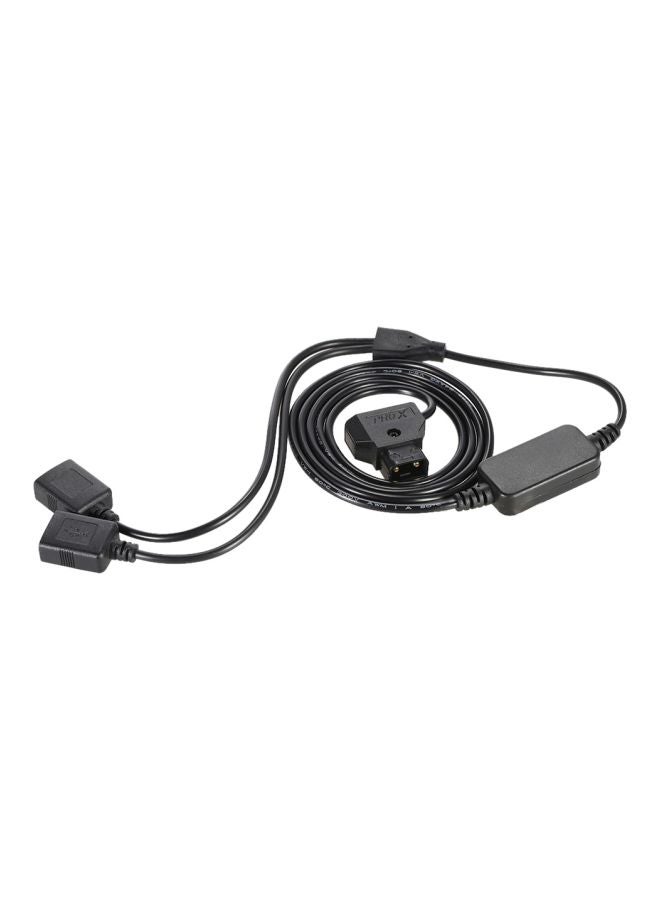 D-Tap 2 Pin Male Connector To Two Female USB Power Cord Cable Black - Image 1