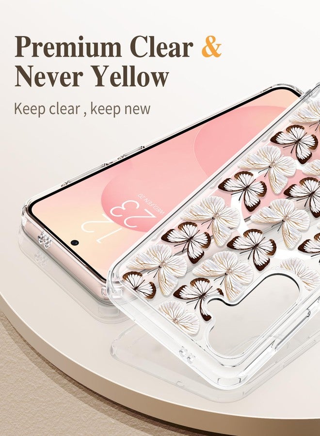 جراب GVIEWIN لهاتف Samsung Galaxy S25 Plus متوافق مع MagSafe، مع واقي شاشة وواقي عدسة الكاميرا، جراب هاتف نسائي شفاف مزهر صلب مقاوم للصدمات لهاتف S25 Plus مقاس 6.7 بوصة (Amathusiidae) - Image 4