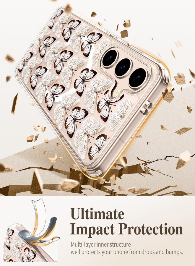 جراب GVIEWIN لهاتف Samsung Galaxy S25 Plus متوافق مع MagSafe، مع واقي شاشة وواقي عدسة الكاميرا، جراب هاتف نسائي شفاف مزهر صلب مقاوم للصدمات لهاتف S25 Plus مقاس 6.7 بوصة (Amathusiidae) - Image 5