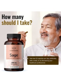 HERBAMAMA Sage Capsules 1000Mg 100 Capsules Organic Salvia Officinalis Nutritional Supplement Promoting Brain Function Immunity & Digestive Wellness Vegan Nongmo Sage Leaf Dietary Extract  - Image 4