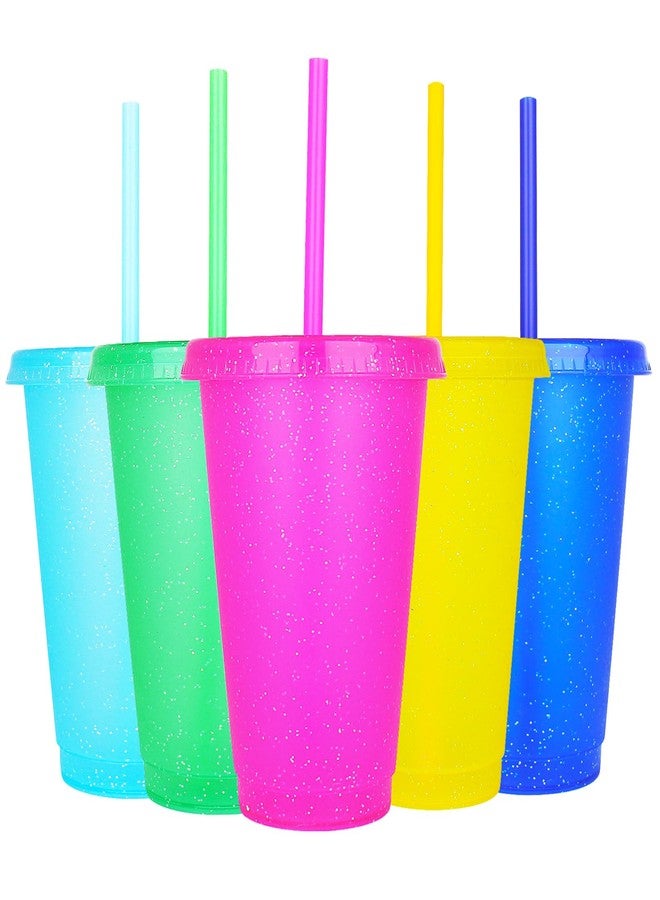 Suertestarry Tumbler with Straw and Lid,Water Bottle Iced Coffee Travel Mug Cup,Reusable Plastic Cups,Perfect for Parties,Birthdays,16oz-5 Pack - Image 1