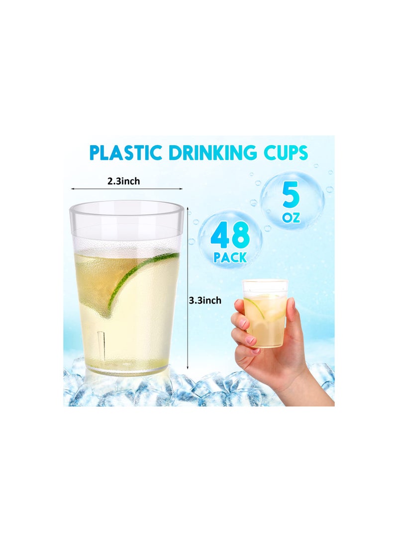 SOLARAE Clear 5 oz Stackable Frosted Plastic Tumblers - Reusable Drinking Glasses for Weddings, Parties, Restaurants, and Catering Supplies - 10 Pack of Durable Plastic Cups. - Image 3