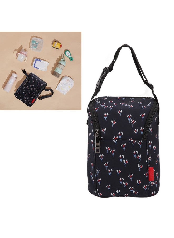 Garosa Garosa Breastmilk Bottle Thermal Bag Breastmilk Cooler Bag Bottle Storage Bag Insulation Tote Pouch Stylish Large Capacity for Nursing Mom Daycare Lunch(Floral Black) - Image 4