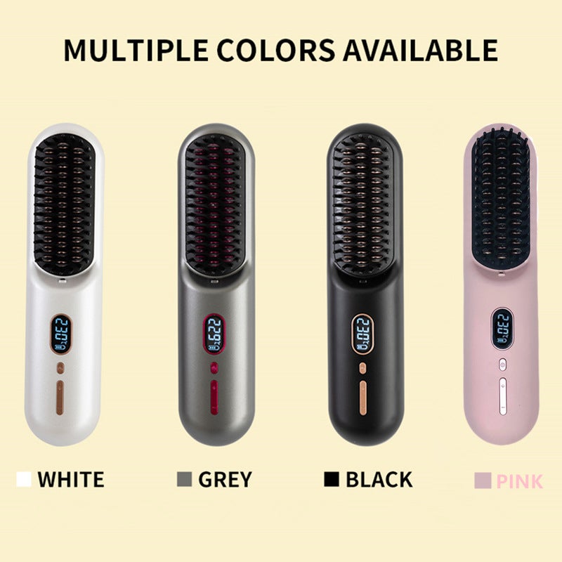 USB Rechargeable Cordless Hair Straightener Comb with Negative Ion & Tourmaline Ceramic, 10 Heat Settings - Image 1
