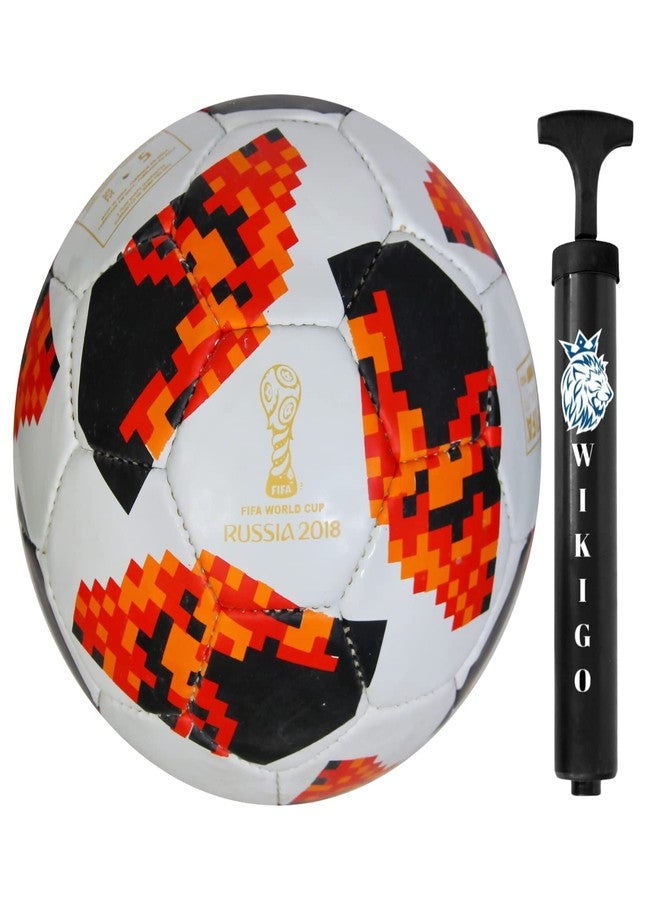 WIKIGO Football for Boys Size 5 | Telstar Orange Football with Air Pump | Sports Ball | Water Resistant | Football for Training & Match Practice Outdoor Soccer Ball | Size-5 - Image 1