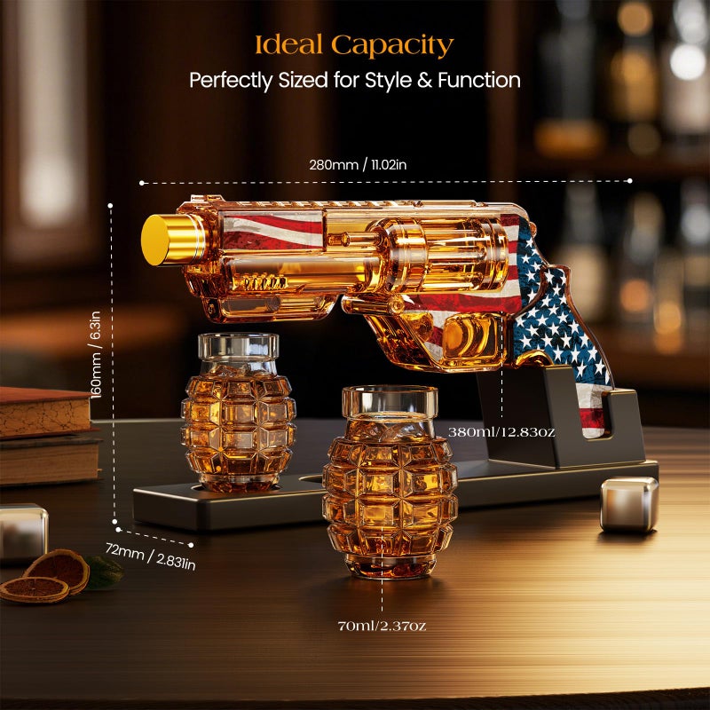Kollea New Year Birthday Gifts for Men Dad, Kollea Flag Whiskey Decanter Sets with Grenade Glasses, Anniversary Present Ideas for Boyfriend, Military Retirement, Funny Men Cave Decor, Vodka Liquor Dispenser - Image 5