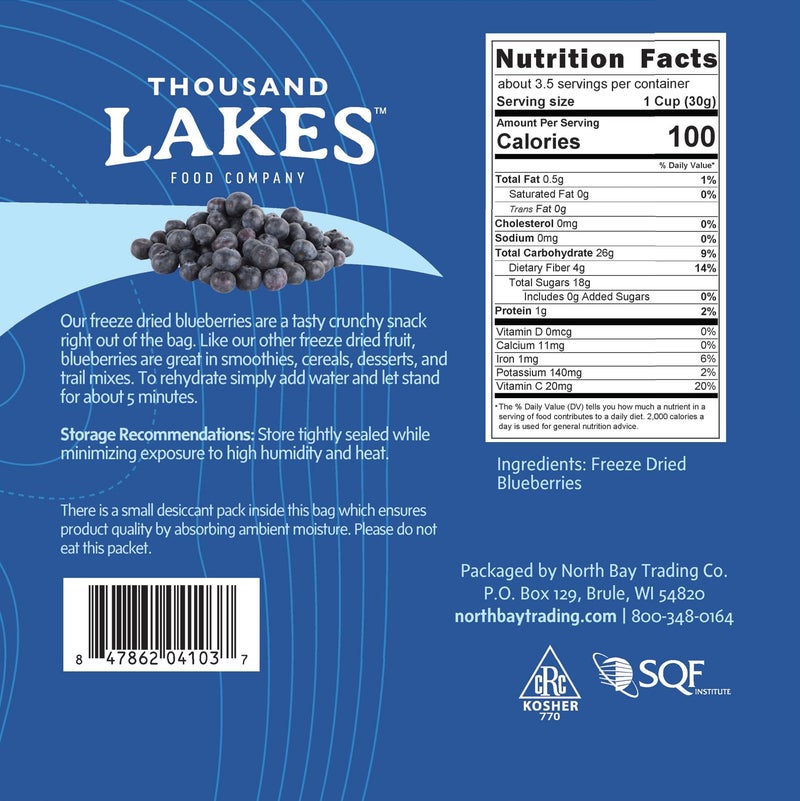 Thousand Lakes فاكهة مجففة بالتجميد من ثاوزند ليكس - توت أزرق 3.5 أونصة | بدون سكر مضاف | 100% توت أزرق كامل - Image 2