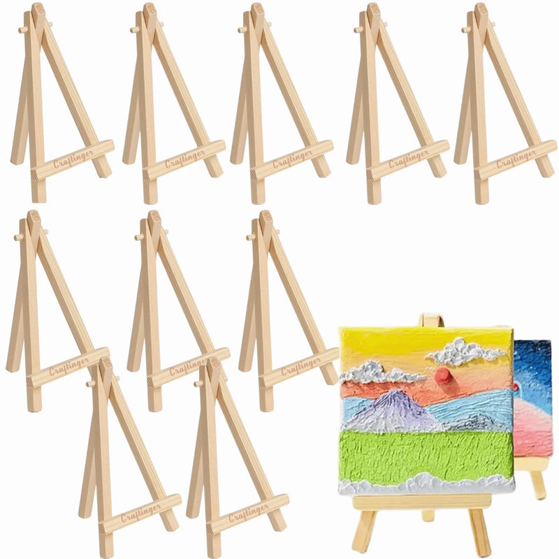 Craftinger 6.5 inch (Set of 10) Mini Wooden Easel Stand | Premium Pine Wood Display Stand for Paintings, Artwork, Photos & DIY Projects – Bolt-Less, Triangle Design - Image 4