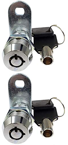 Admiral Locks 1” Tubular Cam Lock, Keyed Alike Removable Key Cabinet Locks RV Compartment Storage Lock (1 Inch 90°, Chrome Pack of 2) - Image 1