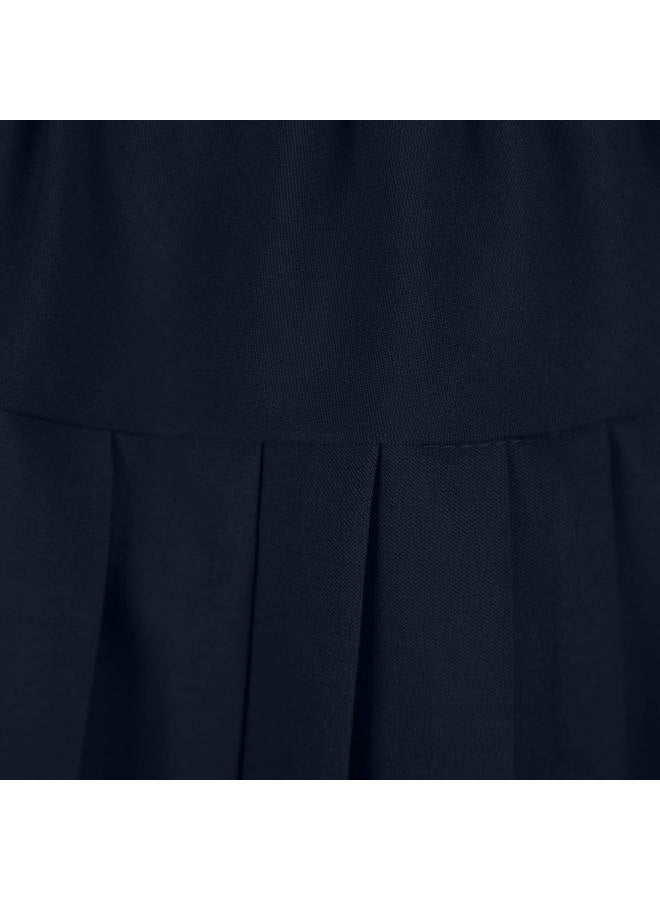 EXCHIC Women's Stretchy High Waist Tartan Pleated Mini Skirt Plaid Skater Skirts for Women and School Costume, Navy Blue, L - Image 4