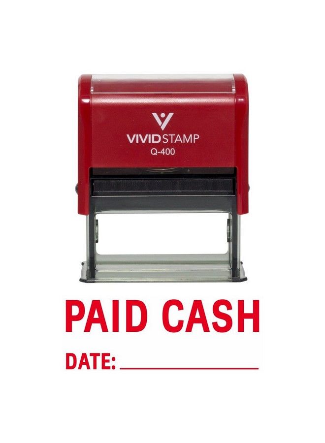 Vivid Stamp Paid Cash With Date Line Self Inking Rubber Stamp (Red Ink) Xlarge - Image 1