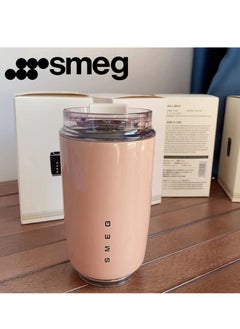 smeg 320ML Beverage Cup Travel Portable Car Drinking Cup Stainless Steel Vacuum Leak proof 320ML Coffee Thermos（Pink）  - Image 1