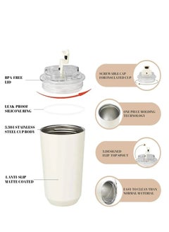 smeg 320ML Beverage Cup Travel Portable Car Drinking Cup Stainless Steel Vacuum Leak proof 320ML Coffee Thermos（Pink）  - Image 3