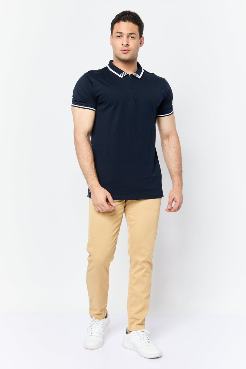 Threadbare Men Regular Fit Plain  Short Sleeves Polo Shirt , Navy - Image 4