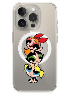 Magnetic Case for iPhone 15 Pro 6.1-inch Compatible with MagSafe Wireless Charging, Shockproof Phone Bumper Cover Powerpuff