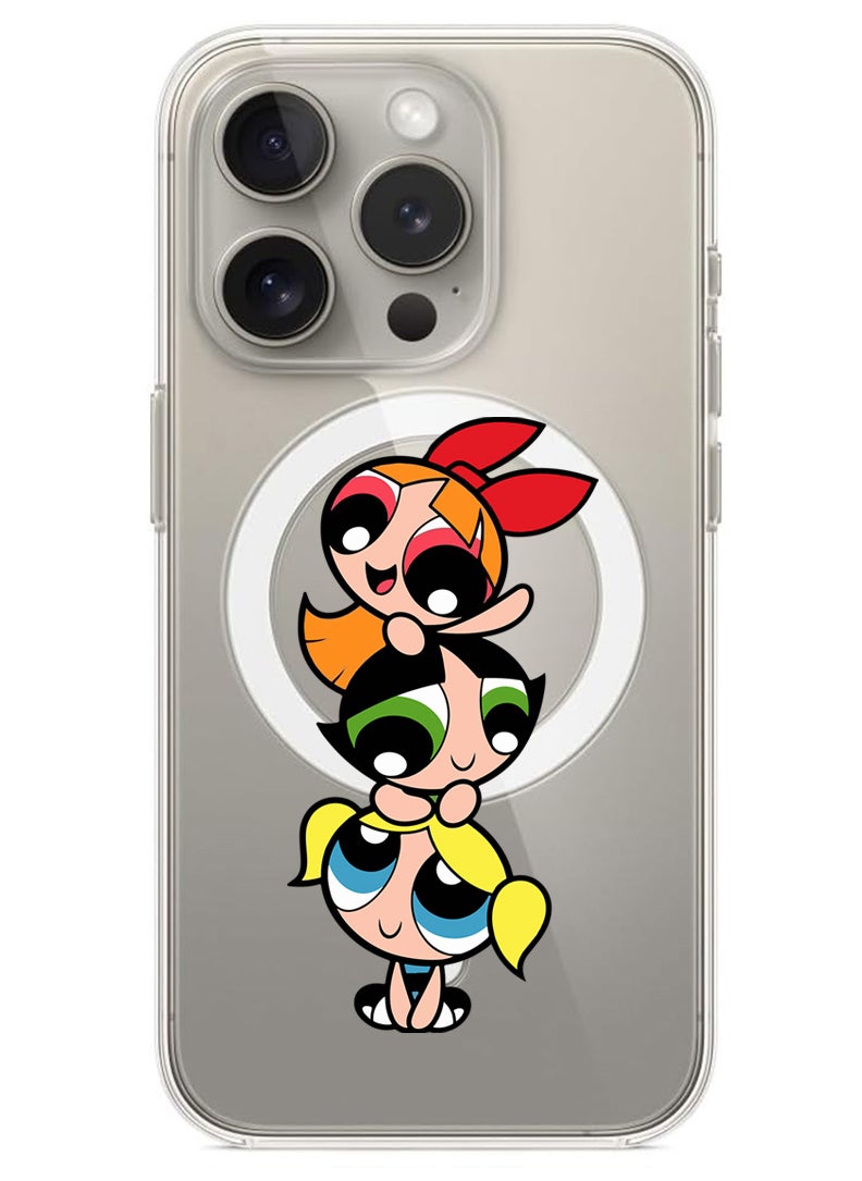 Theodor - Magnetic Case for iPhone 15 Pro 6.1-inch Compatible with MagSafe Wireless Charging, Shockproof Phone Bumper Cover Powerpuff - Image 1